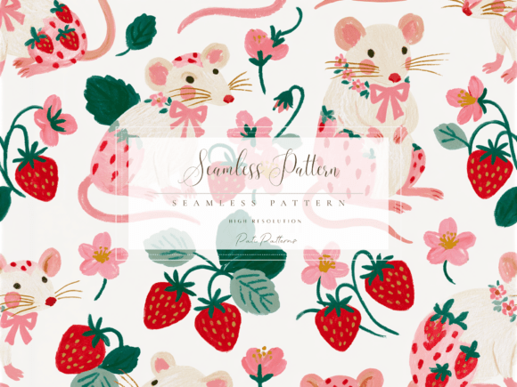 Download Cute Strawberry Mouse Seamless Pattern PNG - Seamless Collection