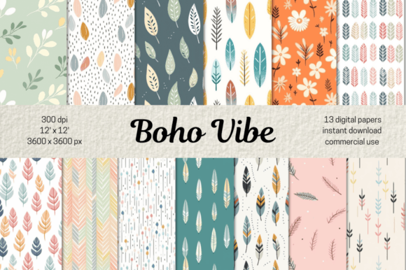 Download Boho Seamless Pattern, Bohemian Papers - Seamless Collection