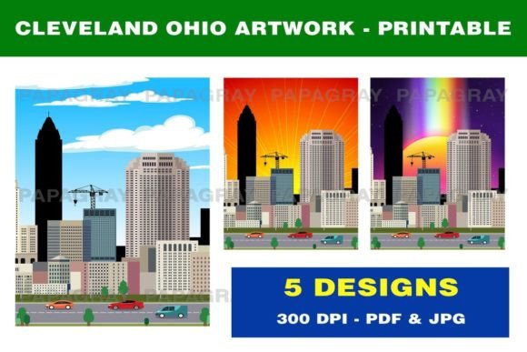 Download Cleveland Ohio Skyline - Printable Art - Art Collection