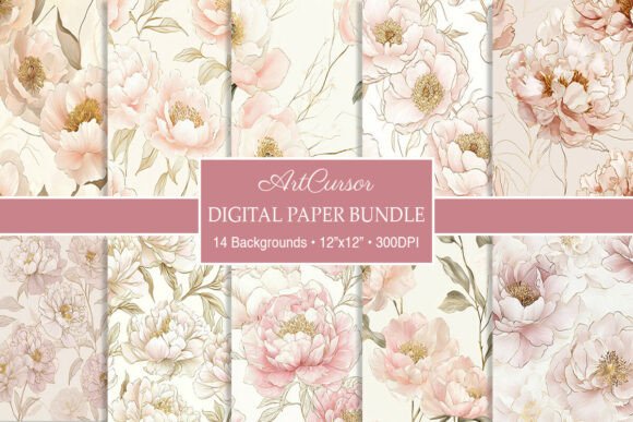 Download Luxury Cream Pink Peonies Digital Paper - Pink Collection