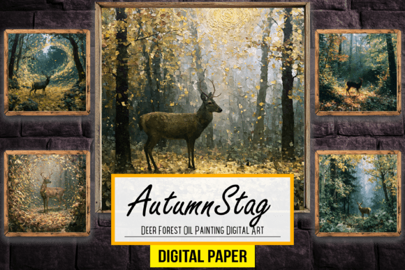 Download Deer Forest Oil Painting Digital Artwork - Art Collection