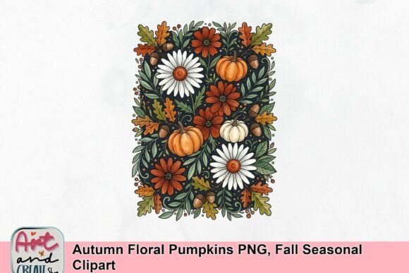 Download Autumn Floral Pumpkins PNG, Fall Seasonal Clipart - Art Collection