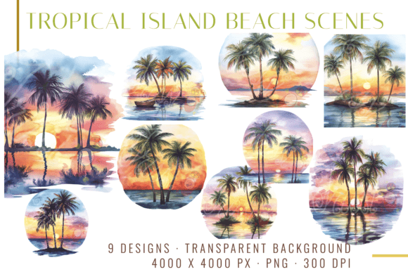 Download Tropical Sunset Watercolor Clipart - Art Collection
