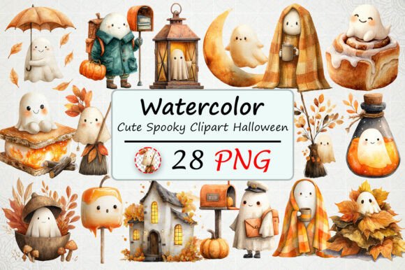 Download Watercolor Cute Spooky Clipart Halloween - Art Collection