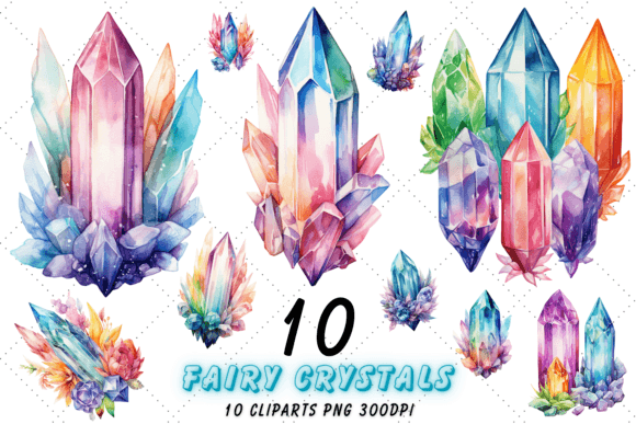 Download Fairy Crystals Watercolor Clipart Bundle - Art Collection