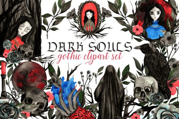 Download "Dark Souls" Watercolor Clipart - Art Collection