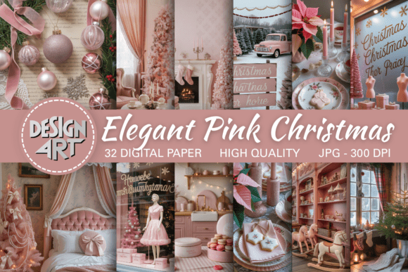 Download Elegant Pink Christmas Junk Journal Page - Pink Collection