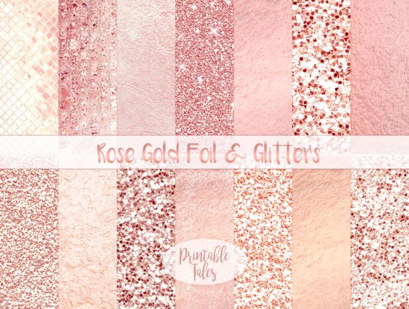 Download Rose Gold Foil &amp; Glitter Metallic Papers - Premium Resources