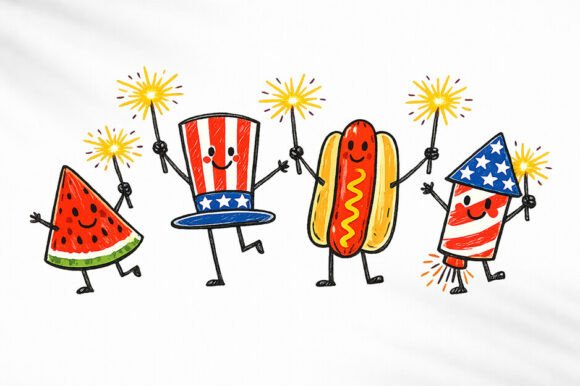 Download Patriotic Doodle PNG Cute USA Summer Art - Art Collection