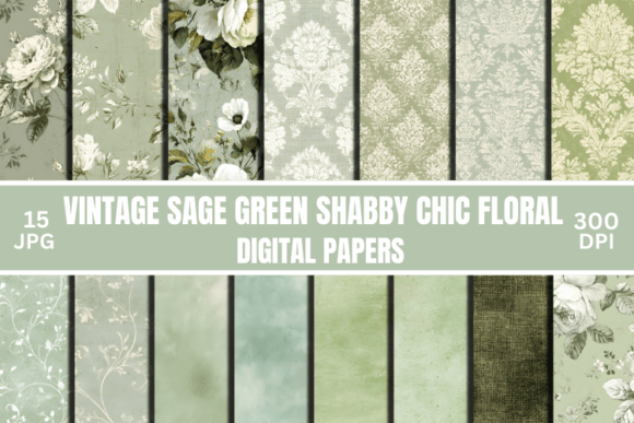 Download Sage Green Junk Journal Floral Patterns - Sage Collection