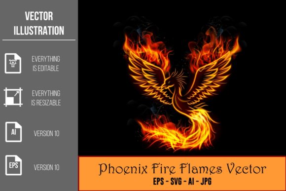 Download Phoenix Bird Fire Flames Vector - Flames Collection