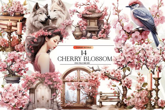 Download Vintage Cherry Blossom Clipart - Art Collection