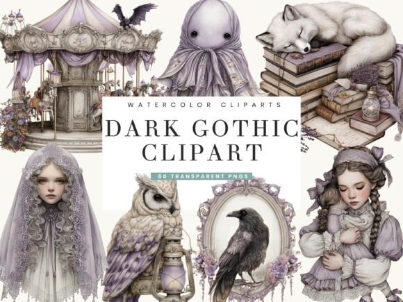Download Watercolor Dark Gothic Clipart Bundle - Art Collection