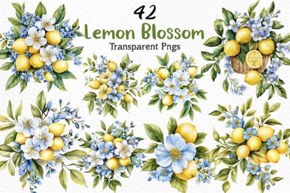 Download Watercolor Lemon Blossom Clipart PNG - Art Collection