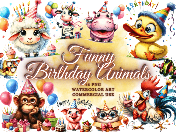 Download Quirky Funny Birthday Clipart Png Bundle - Art Collection