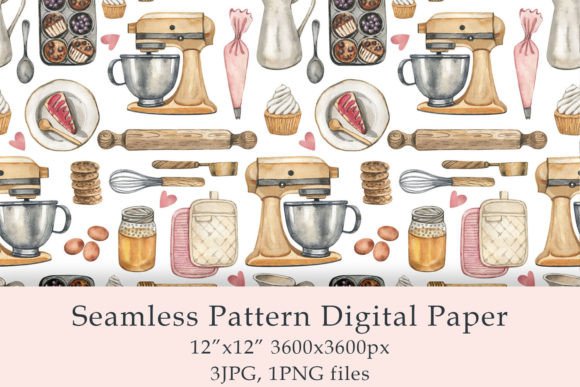 Download Watercolor Baking Seamless Pattern - Seamless Collection