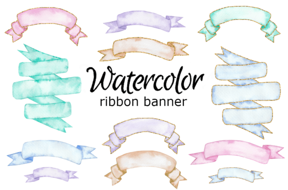 Download Watercolor Ribbon Banner Clipart - Art Collection