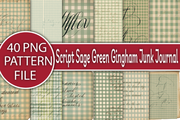 Download Script Sage Green Gingham Junk Journal - Sage Collection