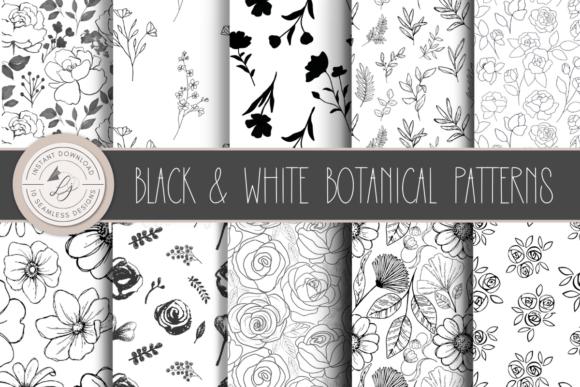 Download Black and White Seamless Floral Patterns - Seamless Collection