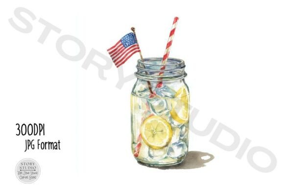 Download Patriotic Mason Jar Lemonade Clipart - Art Collection