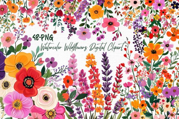 Download Watercolor Wildflowers Digital Clipart - Art Collection