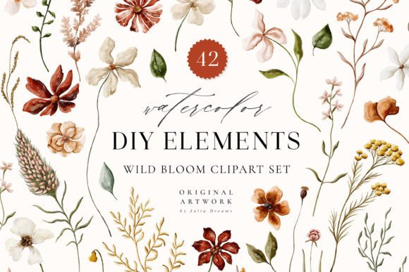Download Wild Bloom Watercolor Digital Clipart - Art Collection