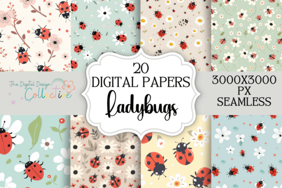 Download Adorable Ladybug Seamless Patterns - Seamless Collection