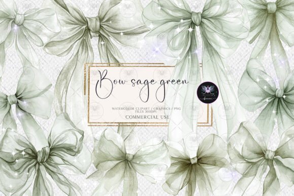 Download Bow Sage Green Clipart Watercolor - Art Collection