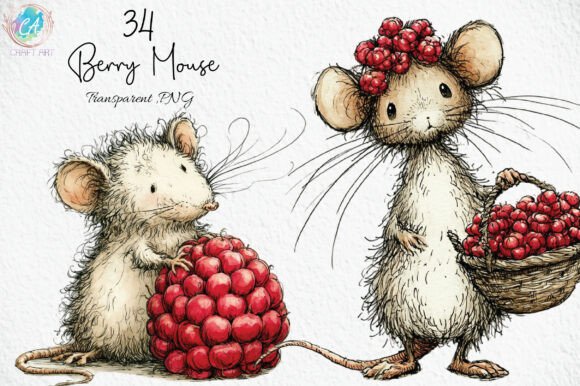 Download Cute Berry Mouse Watercolor PNG Clipart - Art Collection