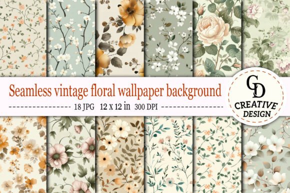 Download Seamless Vintage Floral Wallpaper - Seamless Collection