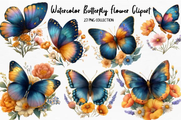 Download Watercolor Butterfly Flower Clipart - Art Collection