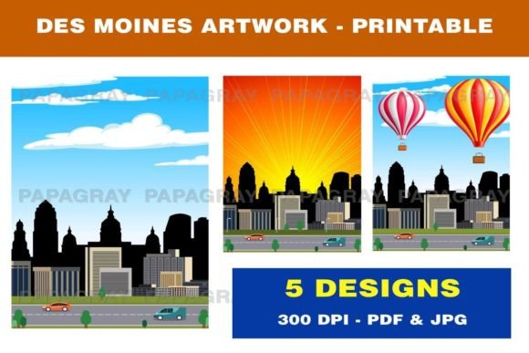 Download Des Moines Skyline - Printable Artwork - Art Collection