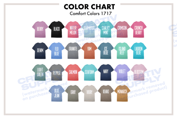 Download Color Chart for Comfort Colors 1717 - Art Collection