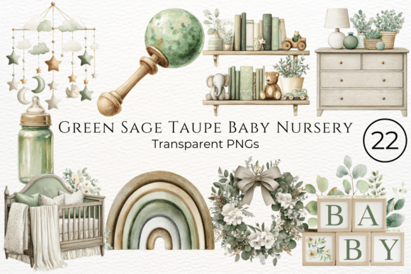 Download Green Sage Taupe Baby Nursery Clipart - Art Collection