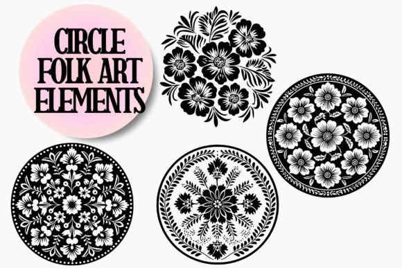 Download Circle Folk Art Flower Elements - Art Collection