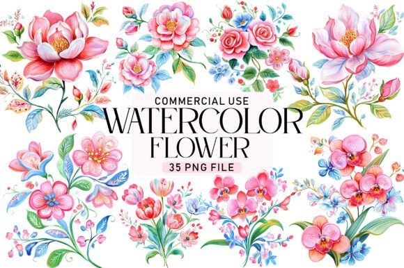 Download Watercolor Flower Clipart Bundle - Art Collection