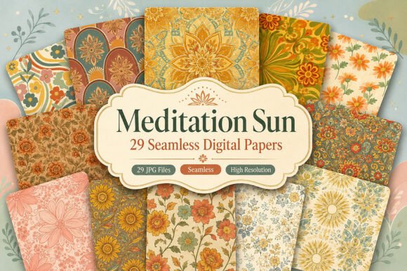 Download Meditation Sun Seamless Digital Patterns - Seamless Collection