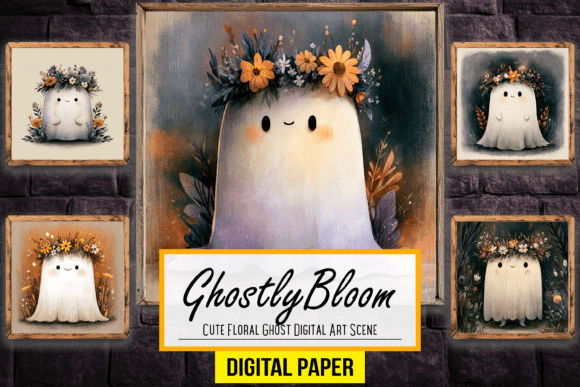 Download Cute Floral Ghost Digital Artwork Scene - Art Collection