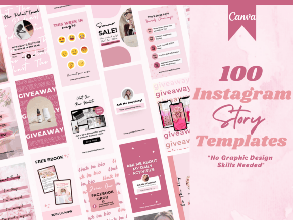 Download 100 Pink Instagram Story Templates - Pink Collection