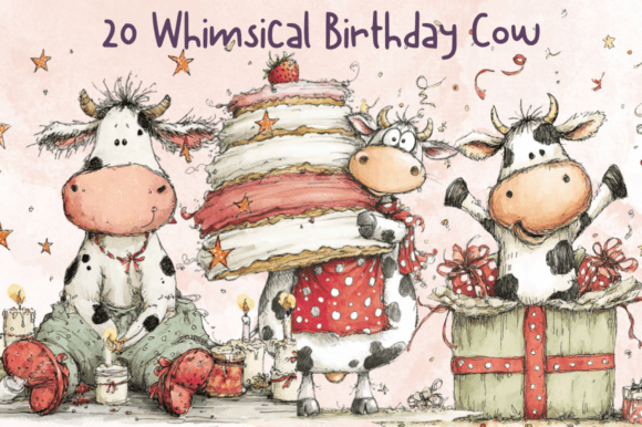 Download Whimsical Birthday Cow Clipart - Art Collection