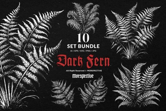 Download 10 Bundle Dark Art Fern Plant Wild Leaf - Art Collection