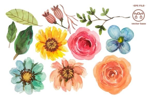 Download Watercolor Flower Elements Clip Art - Art Collection