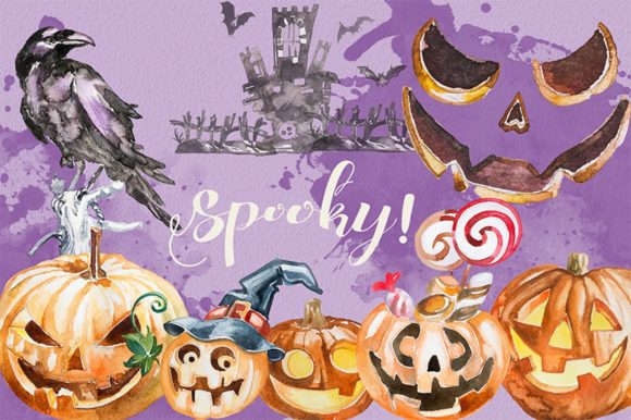 Download Watercolor Spooky Clipart Set - Art Collection