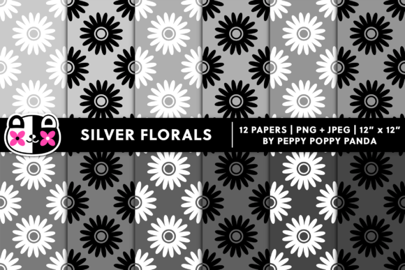 Download Silver Seamless Flowers Digital Paper - Seamless Collection