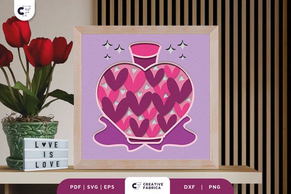 Download Potion Bottle Heart Shape 3D Shadow Box - Art Collection