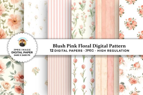 Download Blush Pink Floral Digital Patterns - Pink Collection