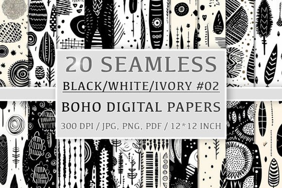Download 20 Seamless Black White Ivory Boho Set 2 - Seamless Collection