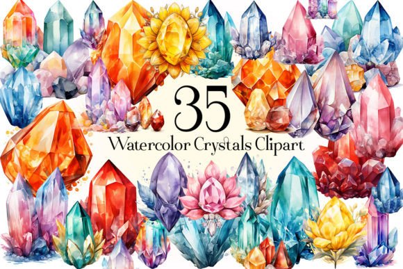 Download Watercolor Crystals Clipart,Gems,Jewels - Art Collection