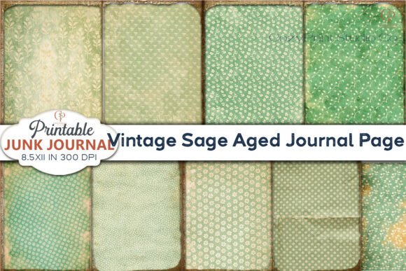 Download Vintage Sage Aged Journal Page Junk Jour - Sage Collection