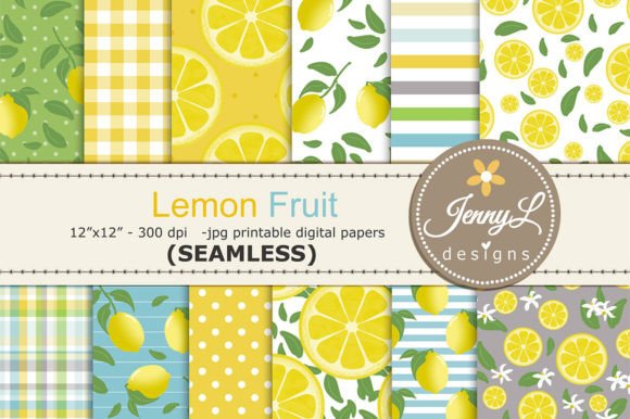 Download Lemon Fruit SEAMLESS Digital Papers - Seamless Collection